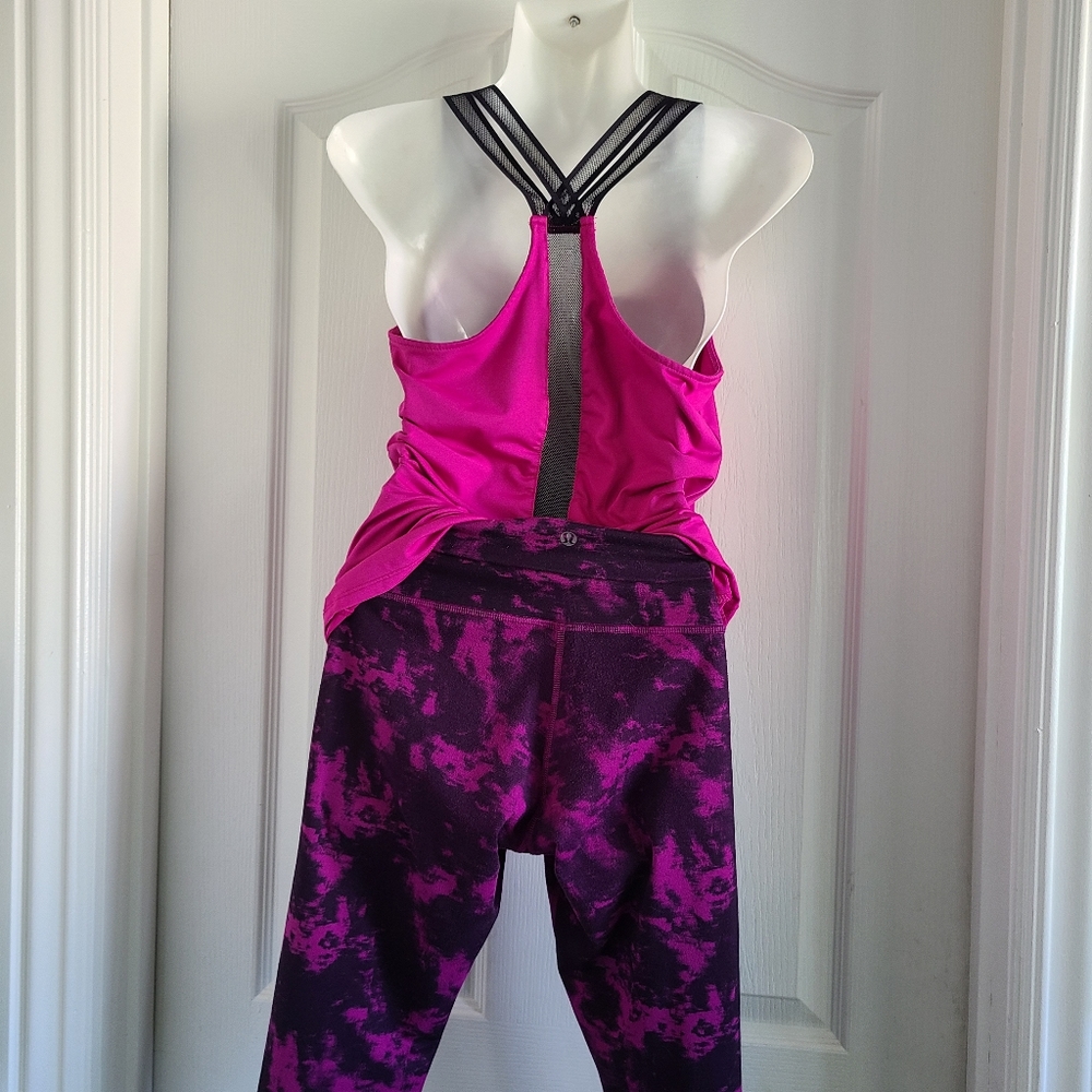 Lululemon magenta & black crop wunder under sz 6 - Picture 15 of 16